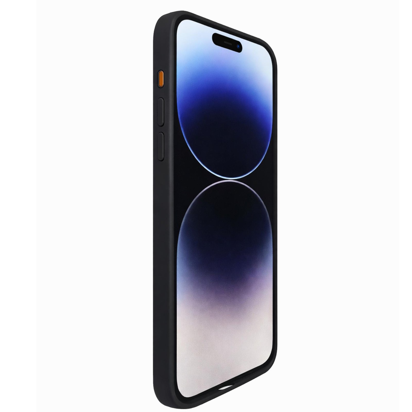 Coque Silicone Noire pour iPhone 13 Mini – Protection Antichoc Coque silicone noire pour iPhone 13 Mini, vue avant et arrière, avec protection du bloc caméra.