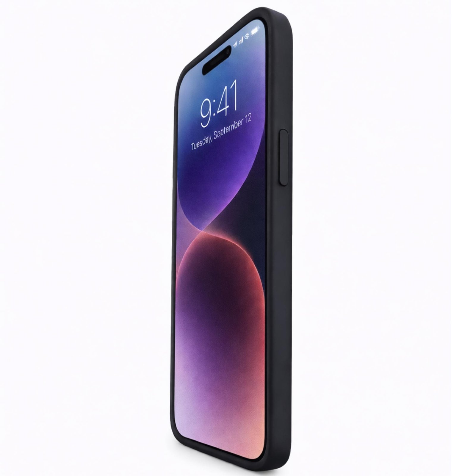 Coque Silicone Noire pour iPhone 13 Mini – Protection Antichoc Coque silicone noire pour iPhone 13 Mini, vue avant et arrière, avec protection du bloc caméra.