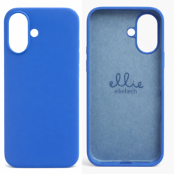 Coque Silicone Case bleue pour iPhone 16 avec finition mate, protection intégrale et design fin.