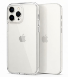 Coque transparente pour iPhone 12 Pro Max avec protection des bords et du bloc caméra.