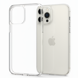 Coque transparente pour iPhone 12 Pro avec protection des bords et du bloc caméra.