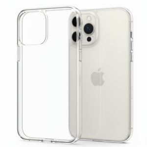 Coque transparente pour iPhone 12 Pro avec protection des bords et du bloc caméra.