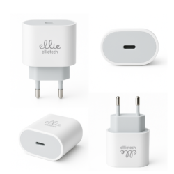 Chargeur secteur USB-C 20W ELLIETECH CD402 blanc avec prise européenne